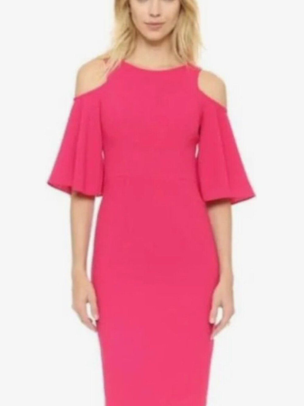 Black Halo Adara Fuschia Pink Cold Shoulder Sheath Dress  Size 4